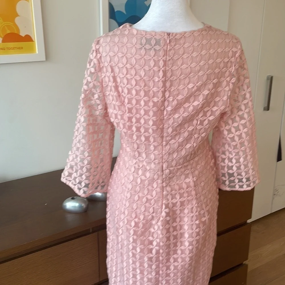 VINTAGE 70s Pink lace dress Bell sleeve - Picture 5 of 7